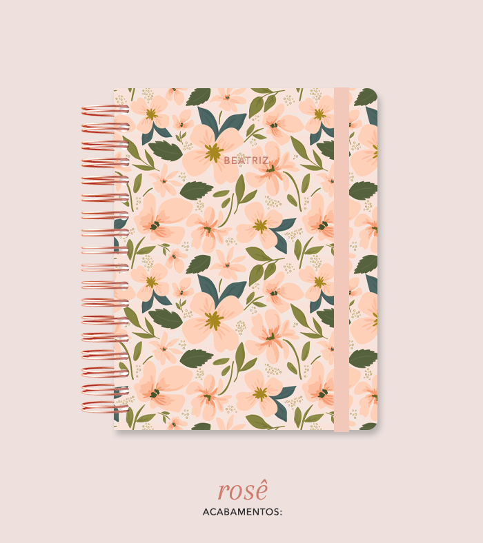 Capa + Espiral Colegial The Flowers 002 | com Bolso e Divisórias