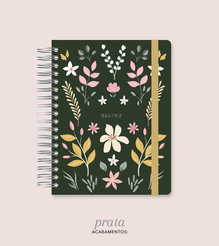 Capa + Espiral Colegial Jardim Verde | com Bolso e Divisórias