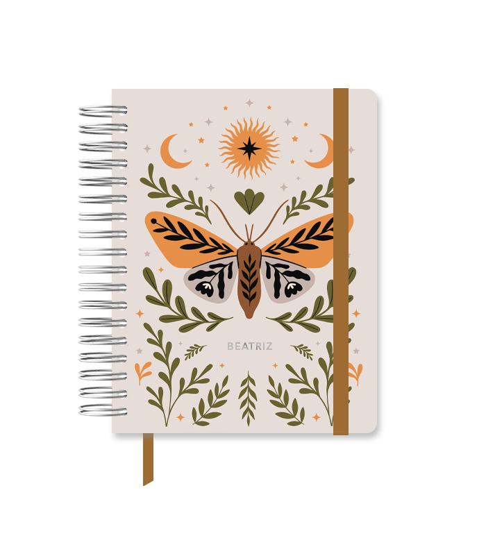Capa + Espiral Mini Floresta da Lua | com Bolso e Divisórias