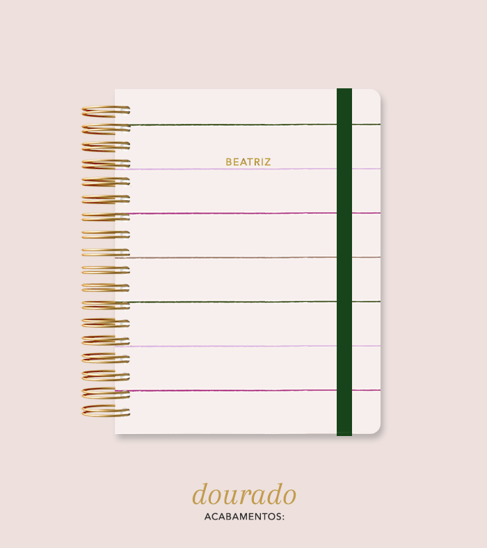 Capa + Espiral Colegial Listras 1 | com Bolso e Divisórias