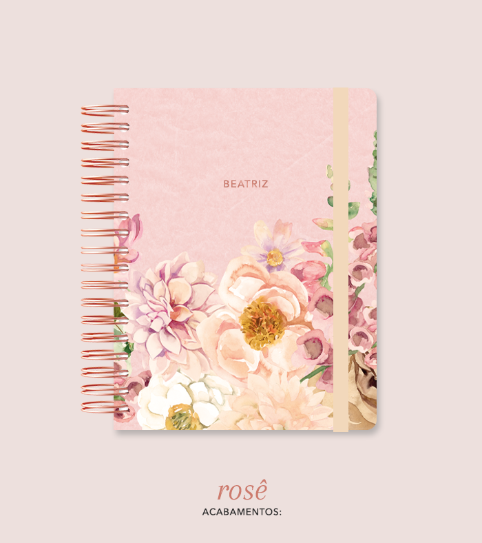 Capa + Espiral Mini Flores 4 | com Bolso e Divisórias