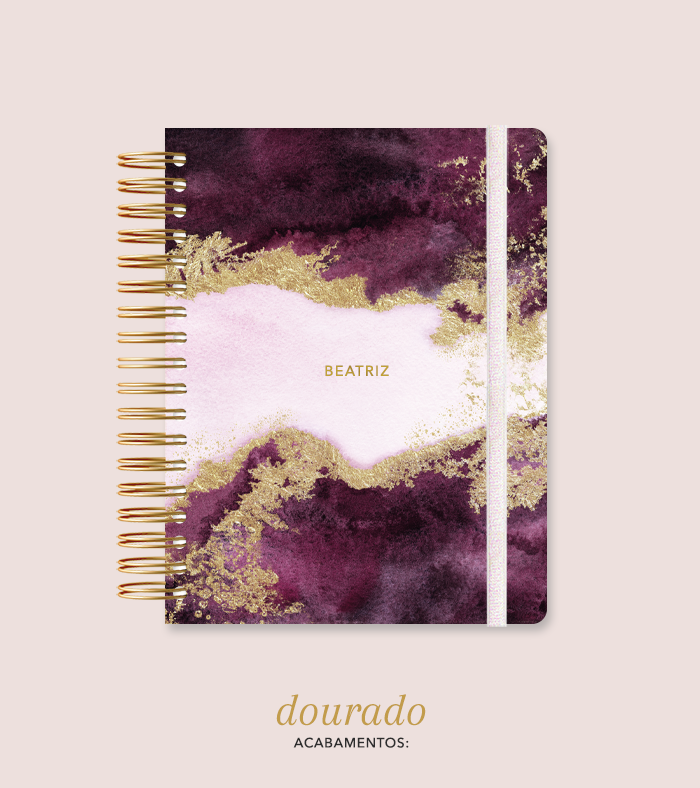 Capa + Espiral Colegial Gold | com Bolso e Divisórias