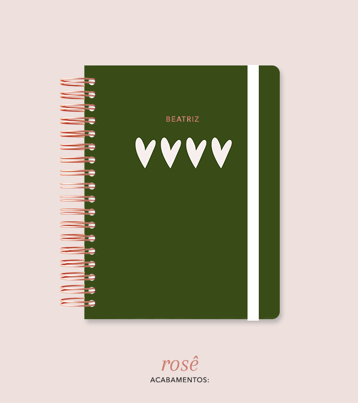 Capa + Espiral Colegial Corações 5 | com Bolso e Divisórias
