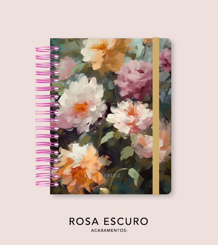 Capa + Espiral Colegial Jardim Secreto Pintura 04 | com Bolso e Divisórias