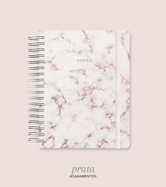 Capa + Espiral Colegial Mármore | com Bolso e Divisórias
