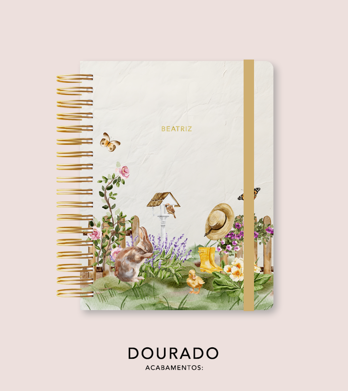 Capa + Espiral Mini Aquarela 01 | com Bolso e Divisórias