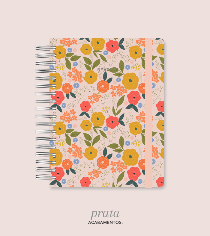 Capa + Espiral Colegial The Flowers 003 | com Bolso e Divisórias