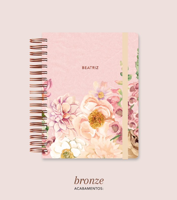 Capa + Espiral Mini Flores 4 | com Bolso e Divisórias