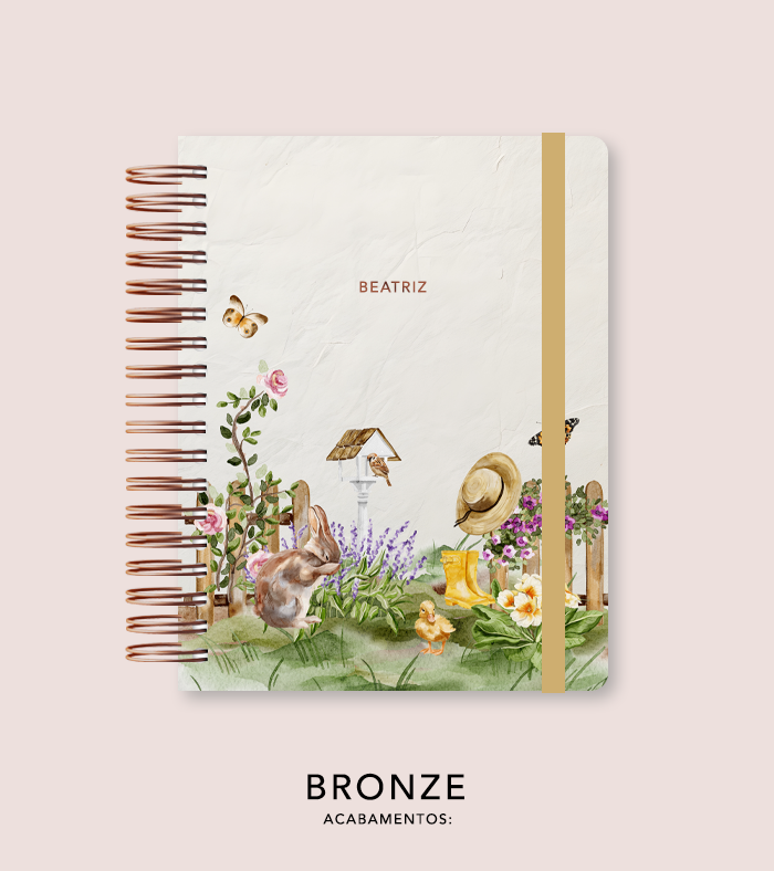 Capa + Espiral Mini Aquarela 01 | com Bolso e Divisórias