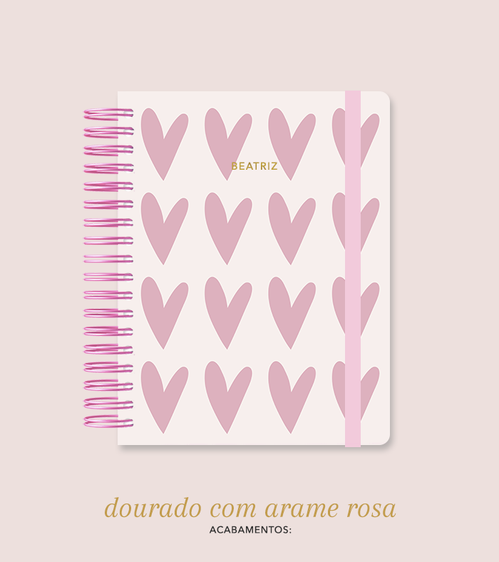 Capa + Espiral Colegial Corações 1 | com Bolso e Divisórias