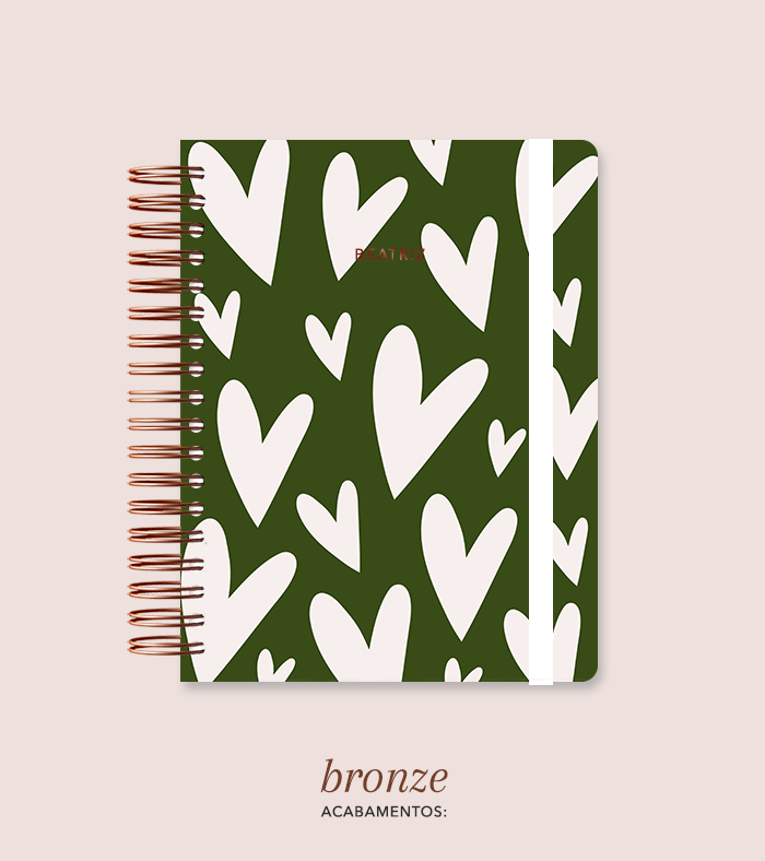 Capa + Espiral Colegial Corações 4 | com Bolso e Divisórias