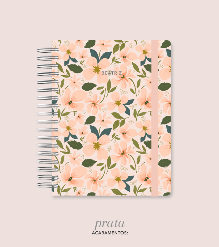 Capa + Espiral Colegial The Flowers 002 | com Bolso e Divisórias