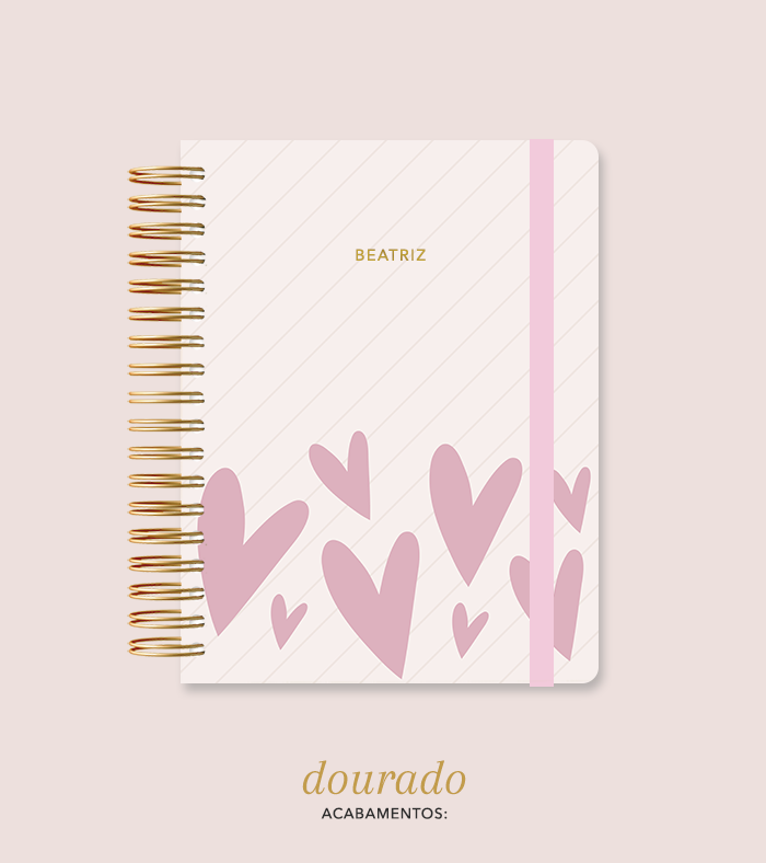 Capa + Espiral Colegial Corações 2 | com Bolso e Divisórias