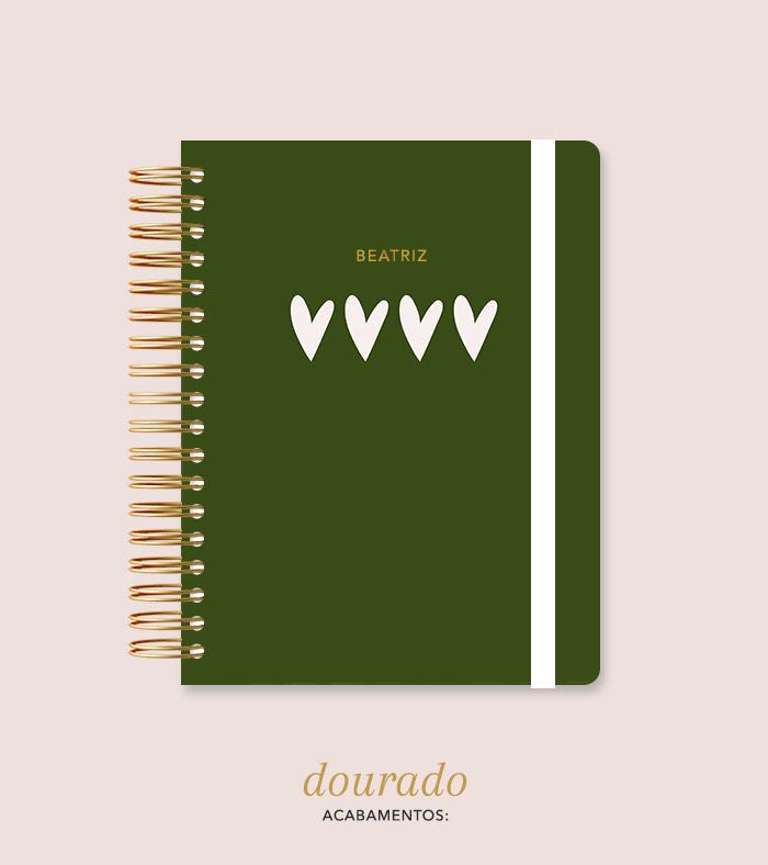 Capa + Espiral Colegial Corações 5 | com Bolso e Divisórias