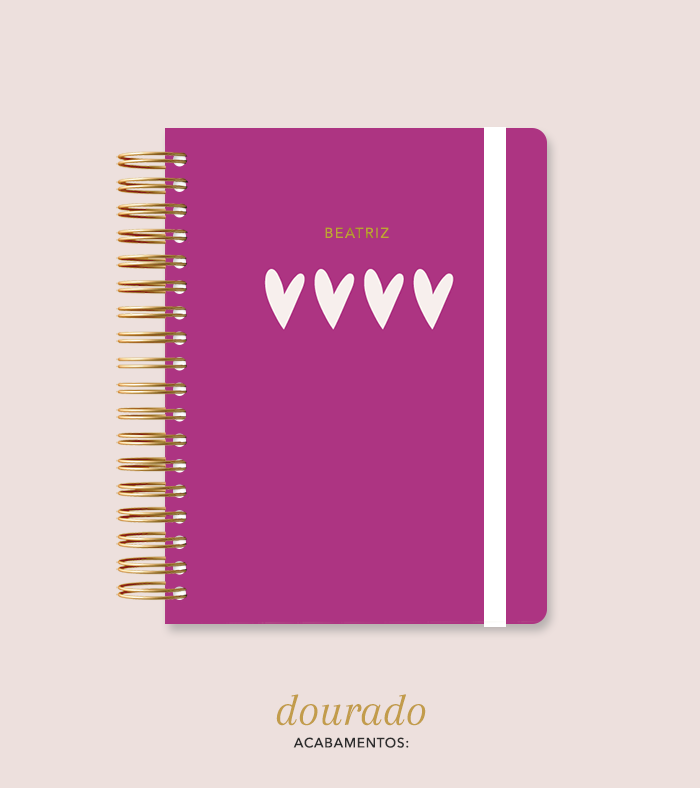 Capa + Espiral Colegial Corações 7 | com Bolso e Divisórias
