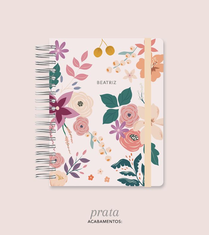 Capa + Espiral Colegial Day Garden | com Bolso e Divisórias