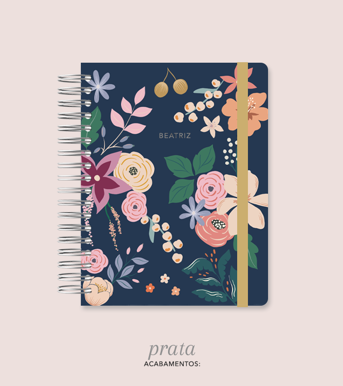 Capa + Espiral Colegial Night Garden | com Bolso e Divisórias