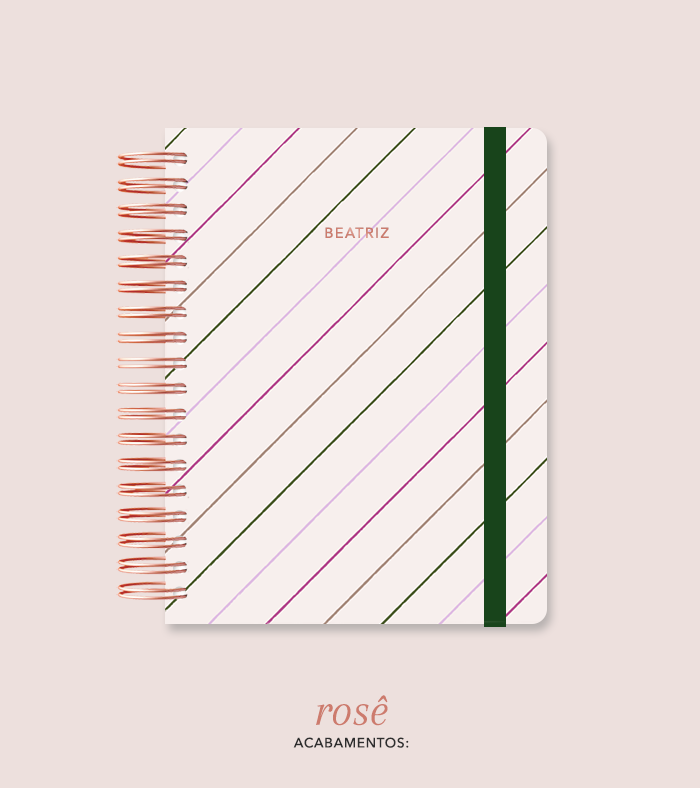Capa + Espiral Colegial Listras 2 | com Bolso e Divisórias