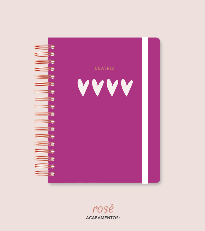 Capa + Espiral Colegial Corações 7 | com Bolso e Divisórias
