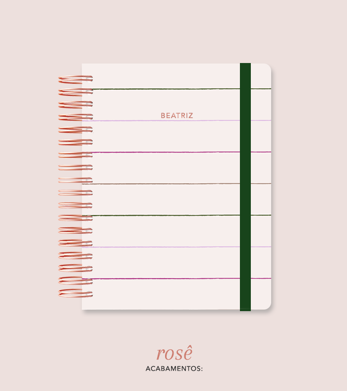 Capa + Espiral Colegial Listras 1 | com Bolso e Divisórias