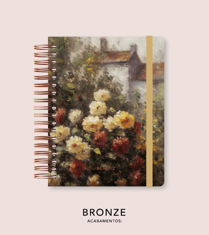 Capa + Espiral Colegial Jardim Secreto Pintura 01 | com Bolso e Divisórias