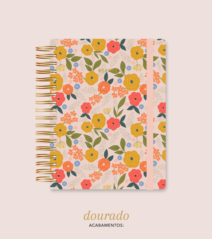 Capa + Espiral Colegial The Flowers 003 | com Bolso e Divisórias