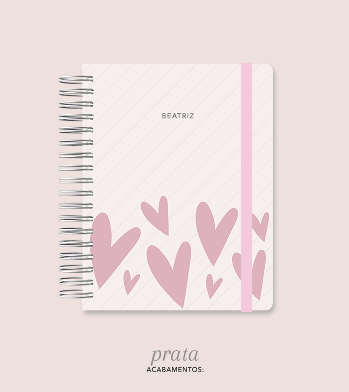 Capa + Espiral Colegial Corações 2 | com Bolso e Divisórias