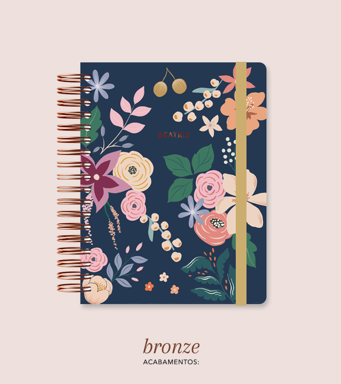 Capa + Espiral Colegial Night Garden | com Bolso e Divisórias