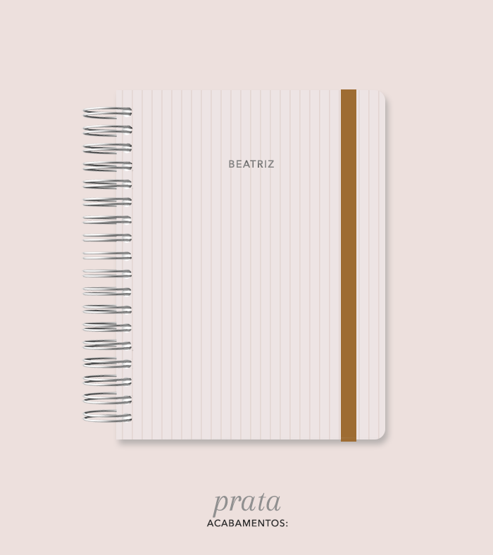 Capa + Espiral Colegial Marrom Listrado | com Bolso e Divisórias