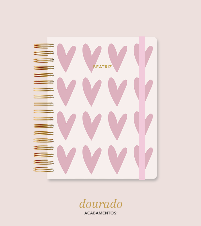 Capa + Espiral Colegial Corações 1 | com Bolso e Divisórias