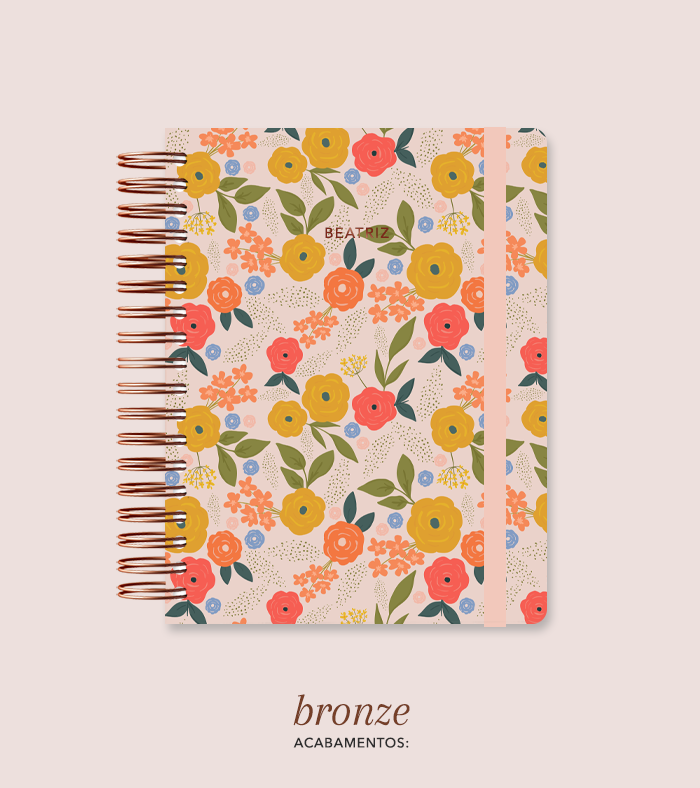 Capa + Espiral Colegial The Flowers 003 | com Bolso e Divisórias