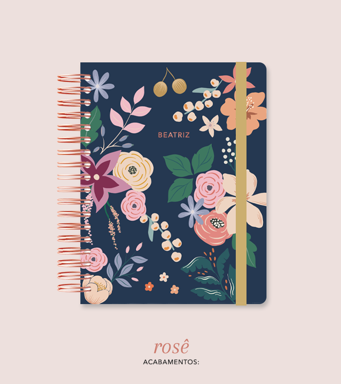 Capa + Espiral Colegial Night Garden | com Bolso e Divisórias