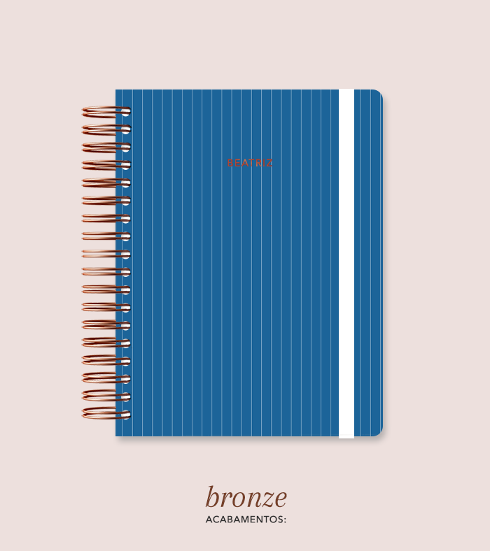 Capa + Espiral Colegial Navy Listrado | com Bolso e Divisórias