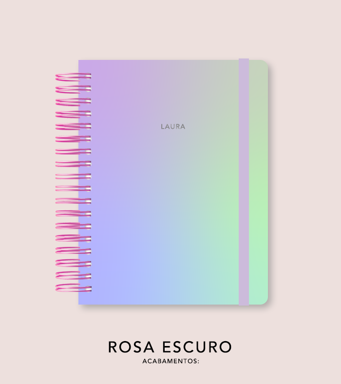 Capa + Espiral Colegial Degradê 7 | com Bolso e Divisórias