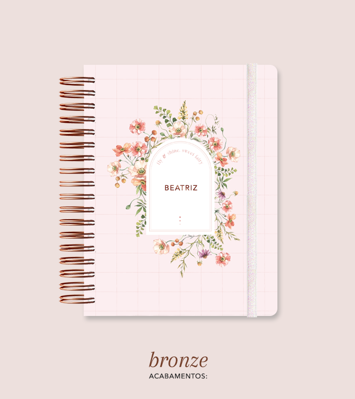 Capa + Espiral Colegial Rosê | com Bolso e Divisórias