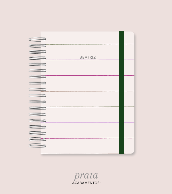 Capa + Espiral Colegial Listras 1 | com Bolso e Divisórias