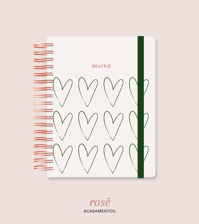 Capa + Espiral Colegial Corações 3 | com Bolso e Divisórias