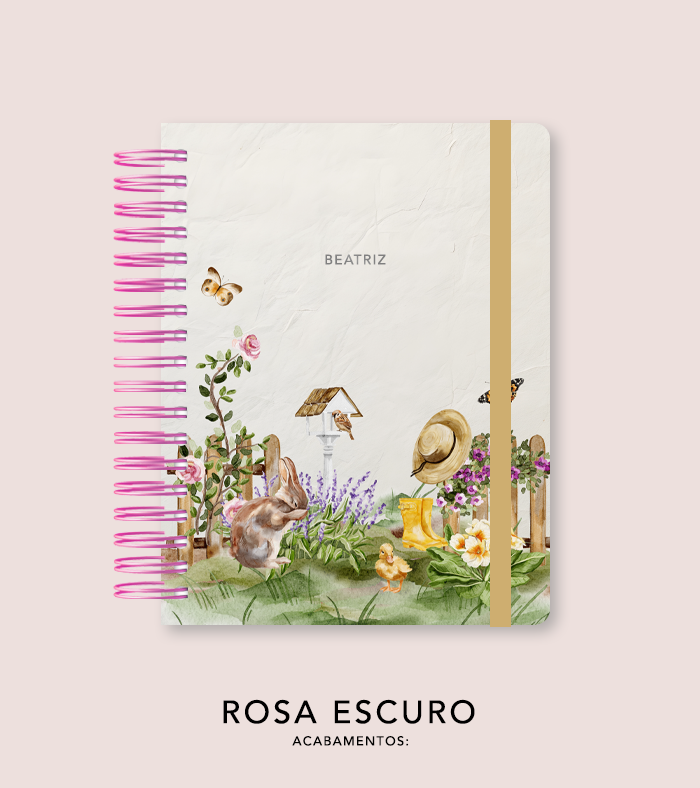 Capa + Espiral Colegial Jardim Secreto Aquarela 01 | com Bolso e Divisórias