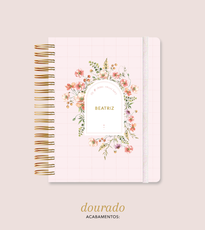 Capa + Espiral Colegial Rosê | com Bolso e Divisórias