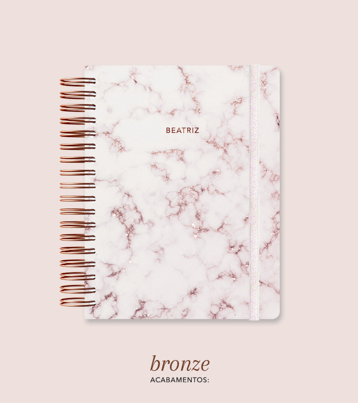 Capa + Espiral Mini Mármore | com Bolso e Divisórias