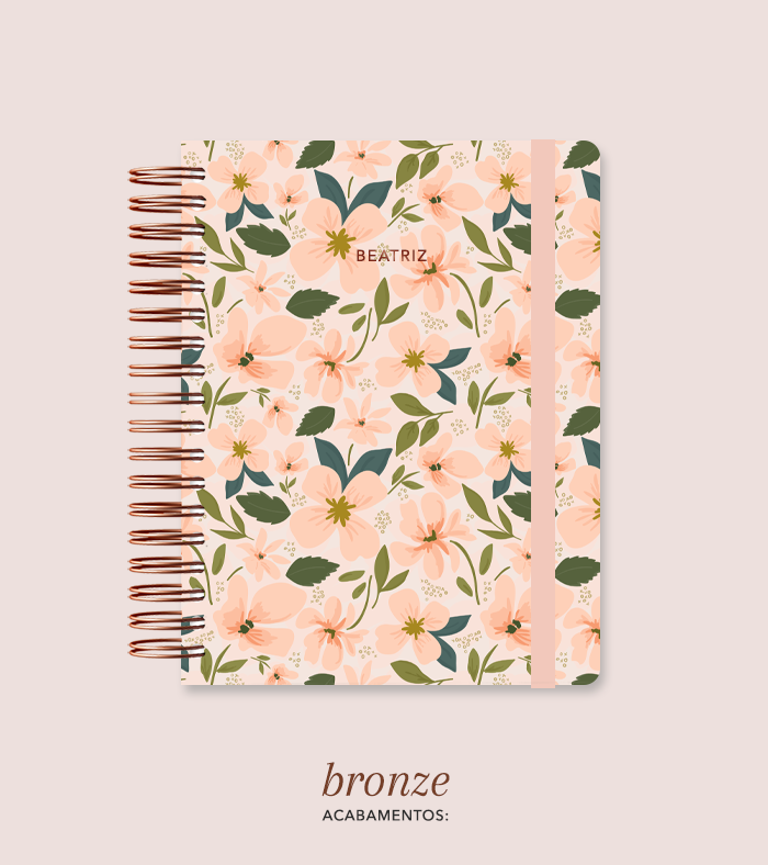 Capa + Espiral Colegial The Flowers 002 | com Bolso e Divisórias