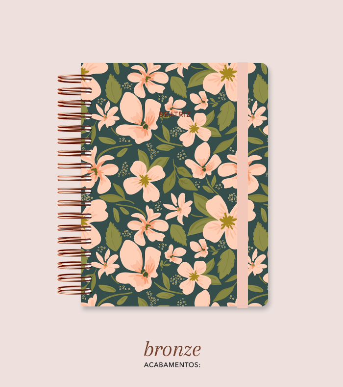 Capa + Espiral Colegial The Flowers 001 | com Bolso e Divisórias
