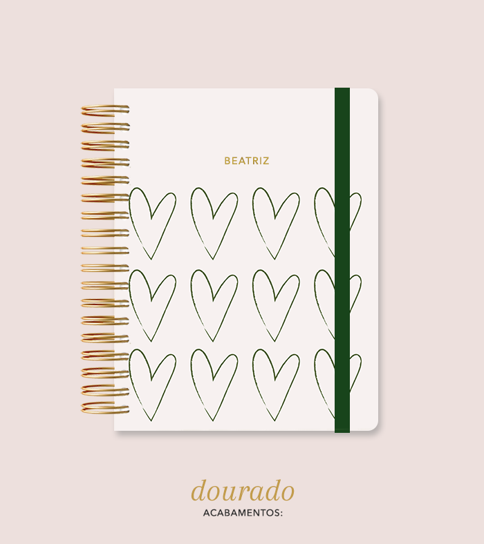 Capa + Espiral Colegial Corações 3 | com Bolso e Divisórias