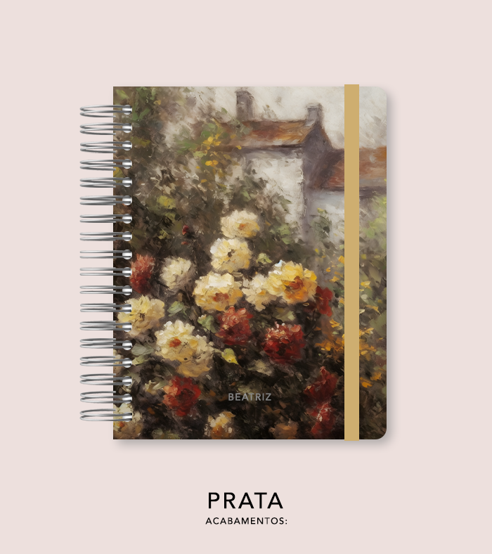 Capa + Espiral Colegial Jardim Secreto Pintura 01 | com Bolso e Divisórias