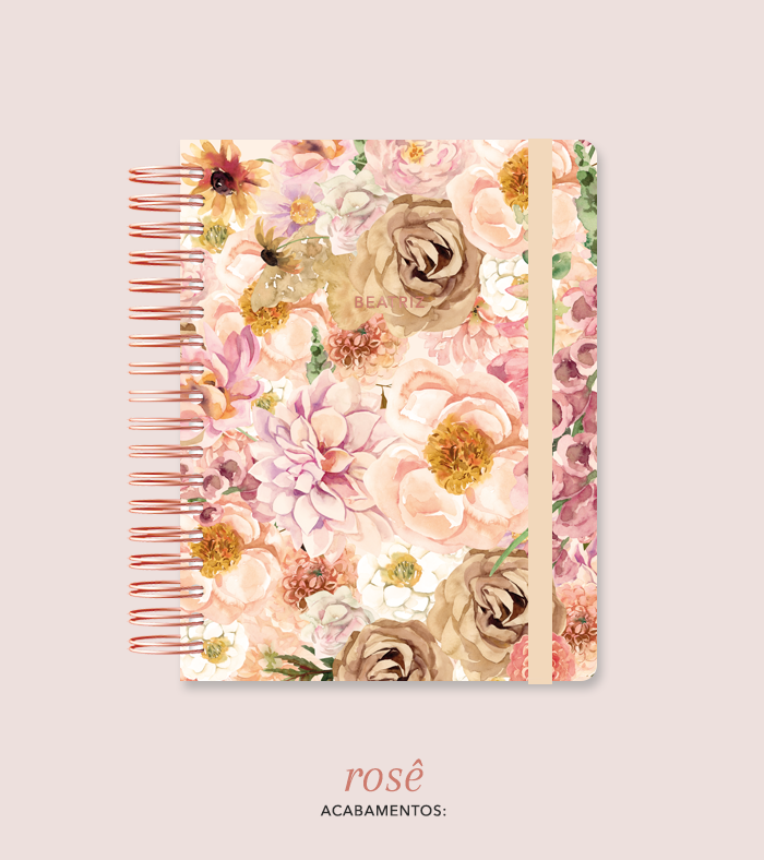 Capa + Espiral Mini Flores 1 | com Bolso e Divisórias