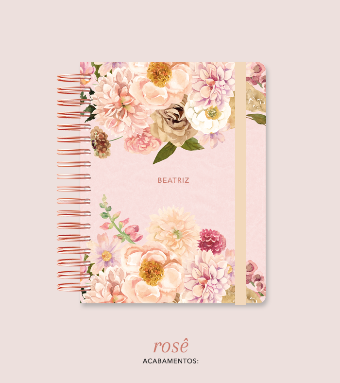 Capa + Espiral Mini Flores 2 | com Bolso e Divisórias