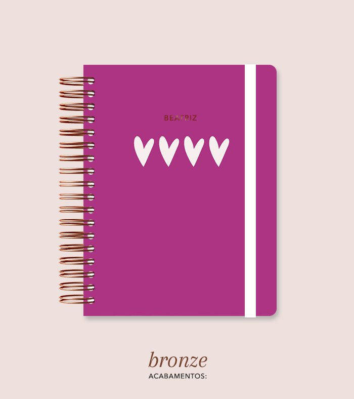 Capa + Espiral Colegial Corações 7 | com Bolso e Divisórias