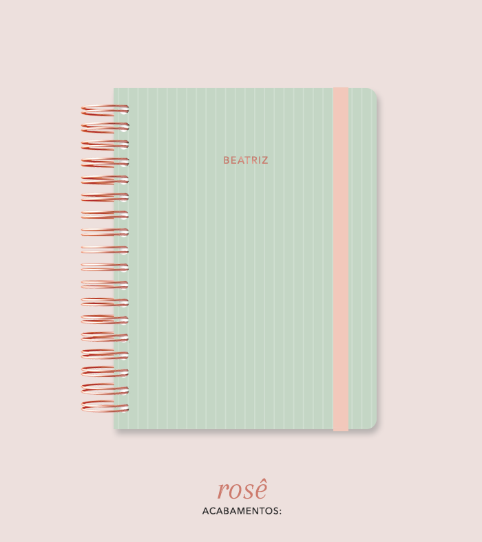 Capa + Espiral Colegial Verde Listrado | com Bolso e Divisórias