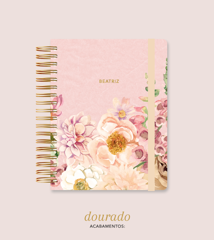 Capa + Espiral Mini Flores 4 | com Bolso e Divisórias