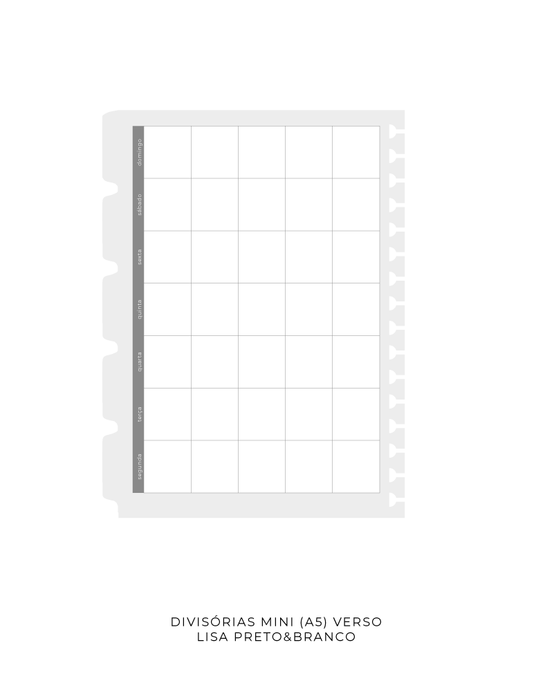 Divisórias Mini A5 - Preto e Branco | 5 un. 180g/m²